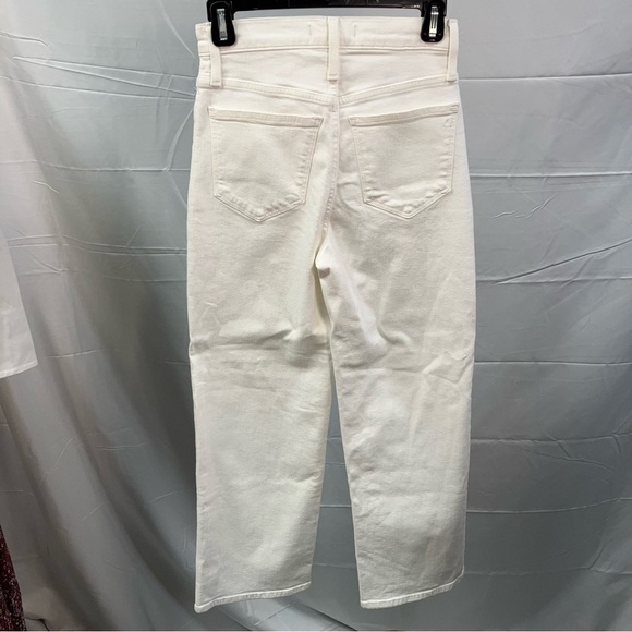 Madewell Slim Wide Leg Crop White Jeans Button Fly Summer Spring Vacation 23 - Picture 11 of 14